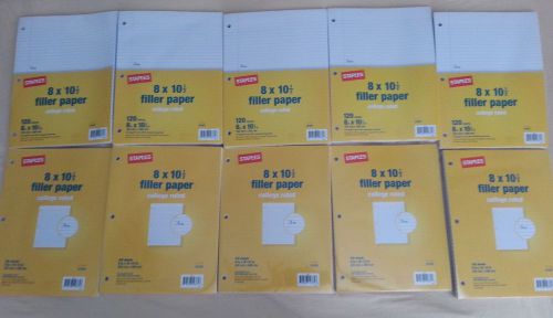 Lot of 10 Staples Loose Leaf 120 sheets College Ruled Paper--1200 sheets total