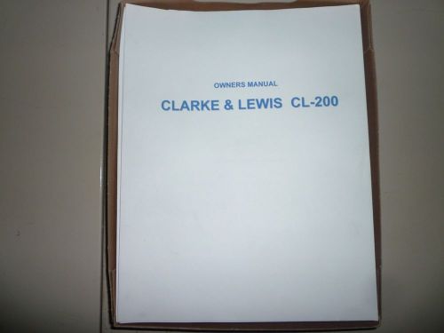 Clarke &amp; Lewis  CL-200 Hydraulic Tube Bender Manual