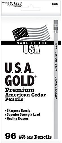 Write Dudes USA Gold Unsharpened Pencils 96-Count, (CYH53)