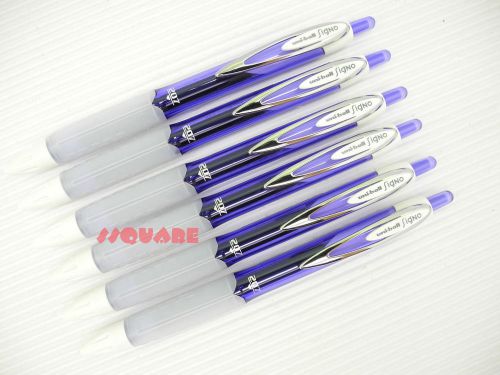 6 x Uni-Ball Signo UMN-207 F 0.7mm Fine Retractable Rollerball Gel Pen, Violet