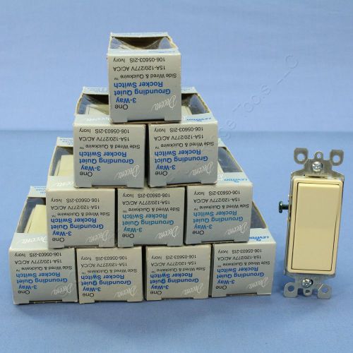 10 Leviton Ivory Residential Decora 3-Way Rocker Wall Light Switches 15A 5603-2I