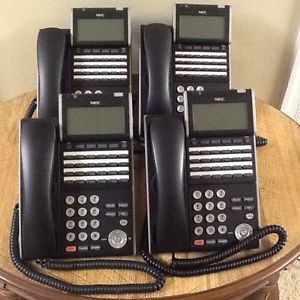 Lot of (4) nec itl-24d-1 (bk) voip telephones ilv(xd)z-y (bk) dt700 series for sale