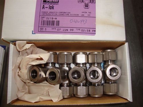 (5) NEW PARKER 8ET8-M 316SS A-LOK 1/2&#034; UNION TEE FITTINGS