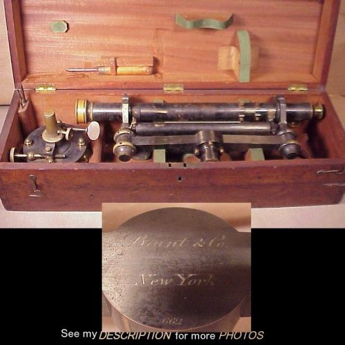 1868-72 blunt &amp; co transit tripod and measuring staff for sale