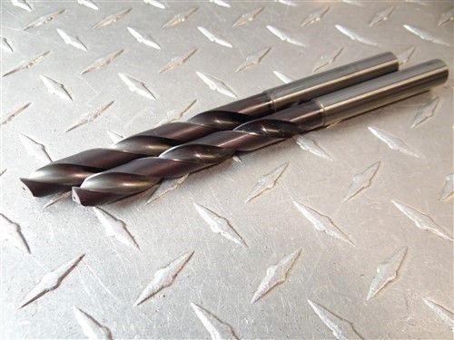 NICE!! PAIR OF SOLID CARBIDE COOLANT FED DRILLS 29/64&#034; MWS