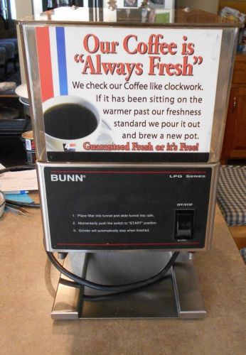 BUNN LPG SERIES COFFEE GRINDER Heavy Duty Commercial Counter Top # 20580.0001