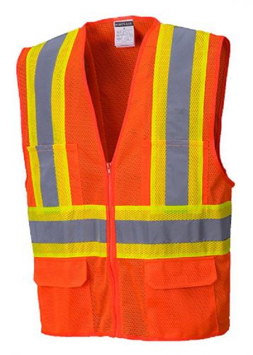 Portwest tulsa contrast hi-vis mesh vest sizes m-3xl us371 class 2 zipper close for sale