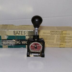 Vintage Bates Multiple 4 Movement Numbering Machine 6 Wheel with original box