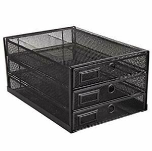 ANNOVA Desk Organizer Wire Mesh 3 Tier Sliding Drawers Paper Sorter/Multifunctio