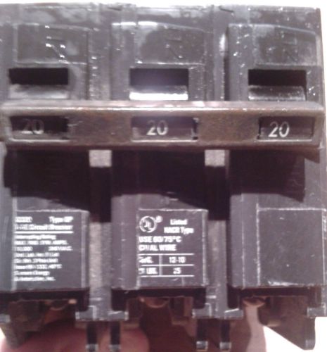 Ite q320 circuit breaker - 3 pole 240 vac - 20 amp - gently used - not in pkg for sale