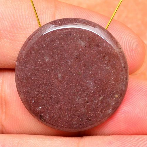 Fabulous! round natural purple aventurine gemstone button 25x25x8mm for sale