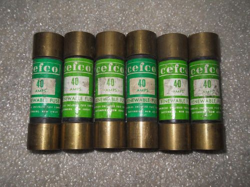 (X13-1) 1 LOT OF 6 NEW CEFCO B91-02 RENEWABLE 40A FUSES