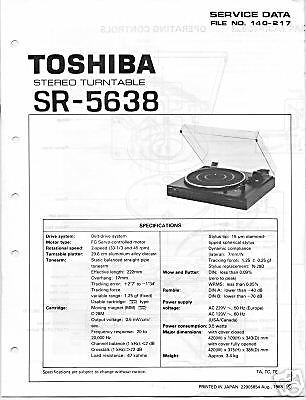 TOSHIBA SR-5638 SERVICE MANUAL ORIGINAL FREE US SHIP