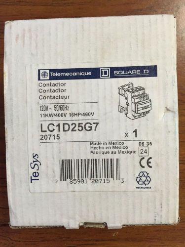 Telemecanique Square D LC1D25G7 Contactor 15 HP @ 460V 120V Coil 40 Amp New