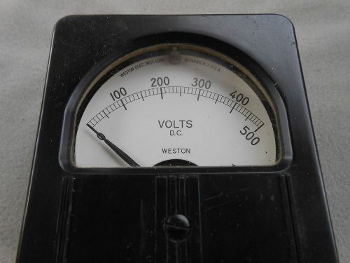 VINTAGE WESTON DIRECT CURRENT VOLTS METER 0-500 MOD 1301 HAM RADIO COMMUNICATION