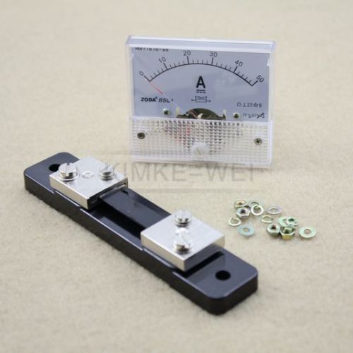 DC 0-50A Analog Amp Meter Ammeter Current Panel + 50A 75mV Shunt Resistor