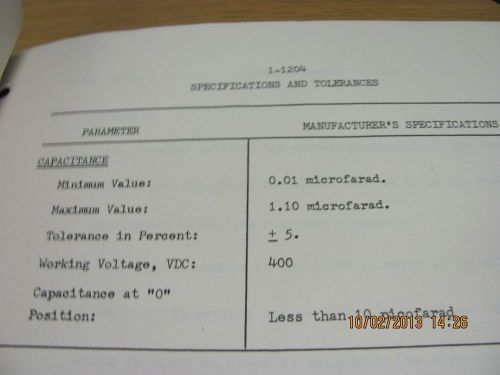 CENCO INSTRUMENT MANUAL 83596: Decade Capacitor - Calibration Procedure # 18247