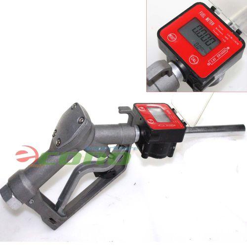 Fuel Gasoline Diesel Petrol Oil Gun Manual Nozzle Dispenser w/Digital Flow Meter