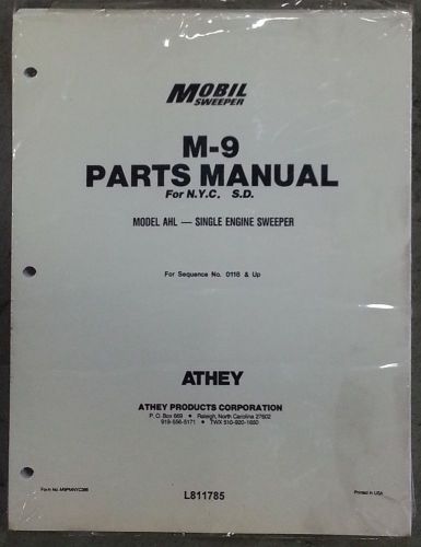 Mobil Street Sweeper M9 Parts Manual, NEW