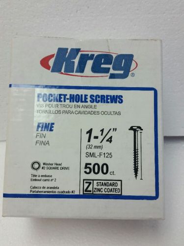 Kreg sml-f125-500 500 count  #7 x 1-1/4&#034;  zinc fine thread pocket-hole screws for sale
