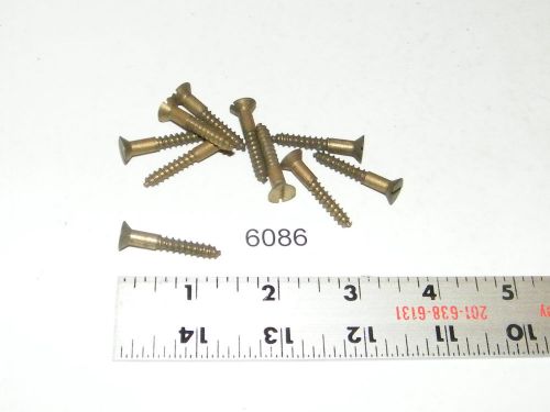 #10 x 1 1/4 Slotted Flat Head Solid Brass Wood Screws Vintage Qty 10