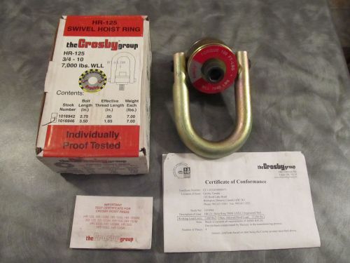 New Crosby HR-125 Swivel Hoist Ring 3/4&#034;-10 (7000lbs) NIB