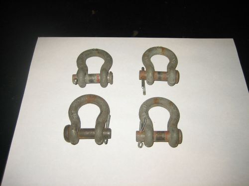 4 - Crosby 3/8&#034;  WLL / 1T Shackle Round Pin  2 Ton Pin Cotter Pin  Rigging