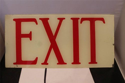 Vintage industrial mid century glass exit sign reverse painted white red nice 10 for sale