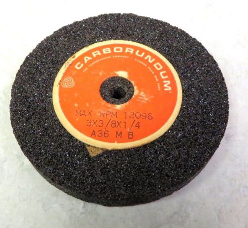 CARBORUNDUM 3&#034; OD X 3/8&#034; WIDE X 1/4&#034; ARBOR GRINDING WHEEL A36 MB, NEW