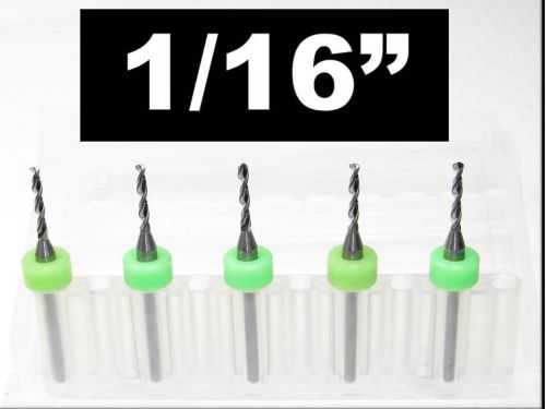 1/16&#034; - 1.60mm  1/8&#034; Shank  Carbide Drill Bits  FIVE Pcs CNC Dremel Model Hobby