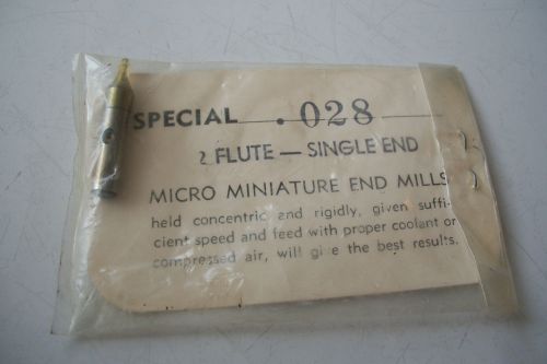 Micro Miniature End Mill Woodson Tool 2 Flute .028 NOS
