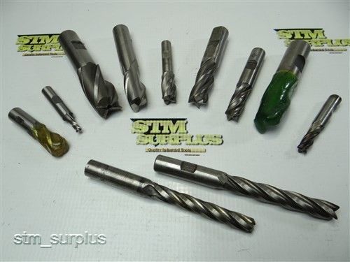 NICE LOT OF 11 HSS SINGLE ENDED END MILLS 11/64&#034; TO 1&#034; PUTNAM