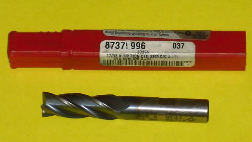 17/32&#034; End Mill Centercutting 4 Flute HSS TiCN Coated 1 3/8&#034; Length of Cut NEW