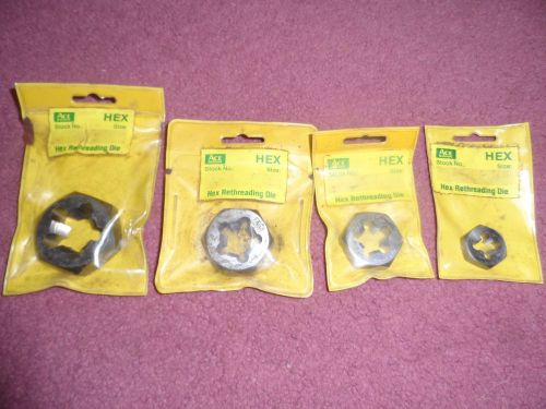 (4) Ace Hanson Hex Rethreading Die 3/4&#034; 1/2&#034; 3/8&#034; 1/8&#034;