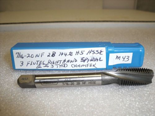 7/16-20 UNF 2B 3 FL 15 degree Right Hand Spiral Flute tap Premium High Speed Ste