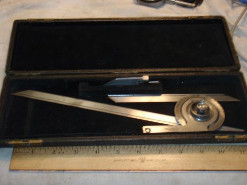 L S Starrett No 364 Universal Bevel Protractor 6&#034; 12&#034; &amp; Angle Attachment w/case