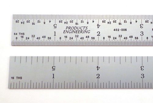 Blem Cosmetic Second PEC 6&#034; Rigid 4R Machinist rule 1/8 1/16 1/32 1/64 402-006SE