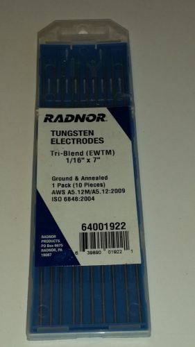 Radnor 1/16&#034; x 7&#034; Ground Finish Tri Blend EWG Tungsten Electrode 10 Pack