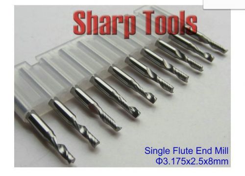 10pcs one/single flute spiral CNC router bits 2.5mm 8mm