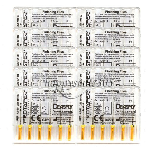 10 packs dental dentsply rotary protaper files niti universal engine 25mm f1 for sale