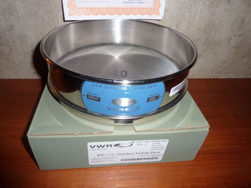 New - vwr #40 u.s. standard stainless steel testing sieve for sale