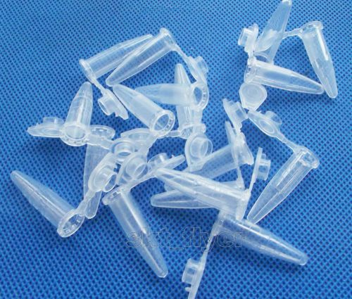 100pcs 0.5ml Cylinder Bottom Micro Centrifuge Tubes w Caps Clear EP