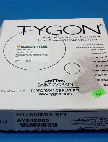 Saint Gobain Tygon Pharmed BPT Tubing AY242605 25 FT ID 0.20&#034; OD .145&#034;