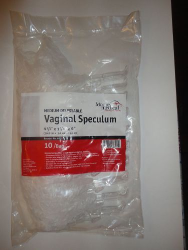 VAGINAL SPECULUM &#034; MOORE MEDICAL&#034;  1 BOX &#034;10BAGS OF 10 PIECES MEDIUM SIZE EACH&#034;