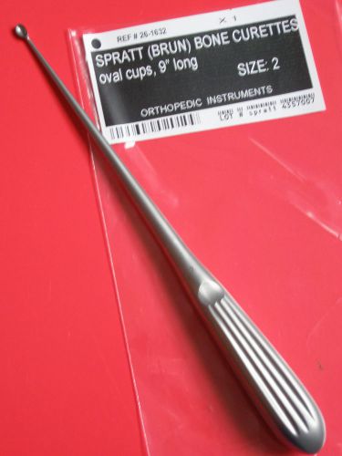 Orthopedic SPRATT BRUN BONE CURETTES 9&#034; Size 2 Surgical Veterinary Instruments