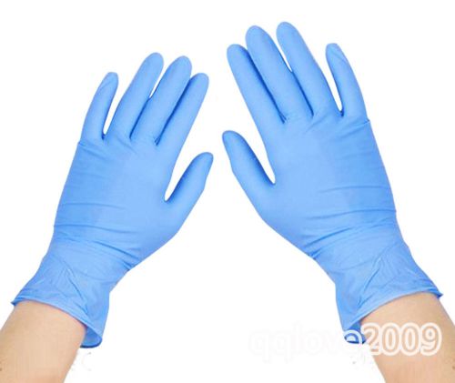 New 100 blue Disposable Oil resistant  Nitrile Gloves Rolled cuff  240mm