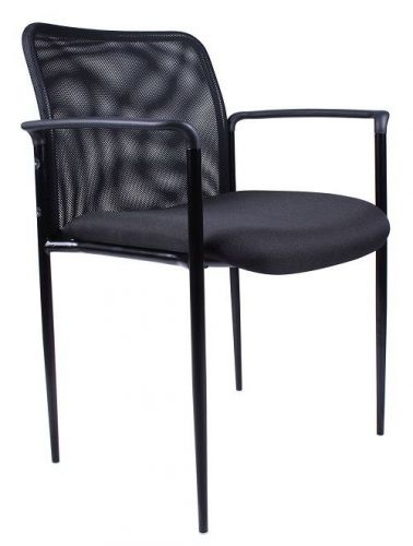 B6909 BOSS BLACK STACKABLE MESH OFFICE GUEST CHAIR