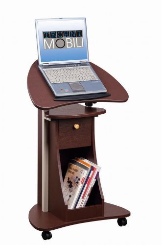 NEW !TECHNI MOBILI LAPTOP ROLLING  DESK TILTABLE TOP PODIUM CART(CHOCOLATE) )