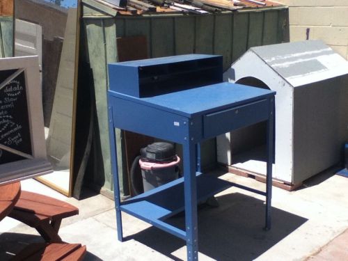 1 blue industrial desk with tool compartments for sale