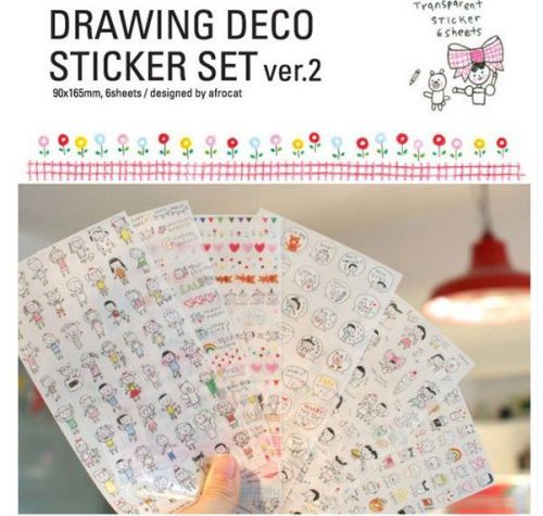 VER.2 Sweet Drawing Diary calendar Filofax Schedule Notebook Deco Sticker 6sheet